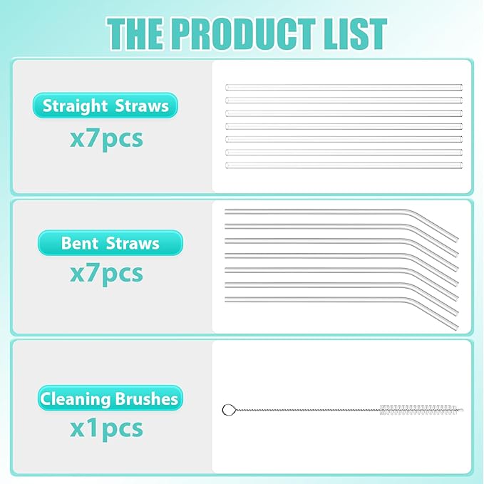 14 Pack Reusable Straws Compatible with Stanley/Yeti 30oz-40oz Cup Tumbler, 12" Long Plastic Clear Bend Replacement Straws with Cleaning Brush for Smoothies, Milkshakes, Dishwasher safe