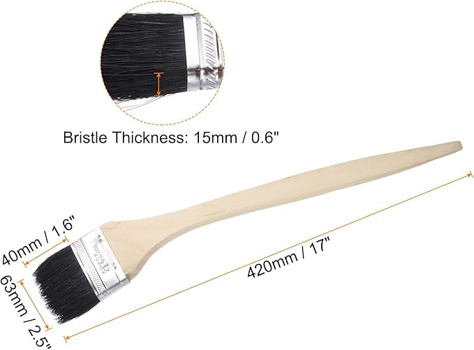 uxcell 3pcs Bent Radiator Paint Brush 2.5" Width Curved Wall Paint Soft Bristle Brushes with Long Wood Handle for Painting DIY Wall Treatment