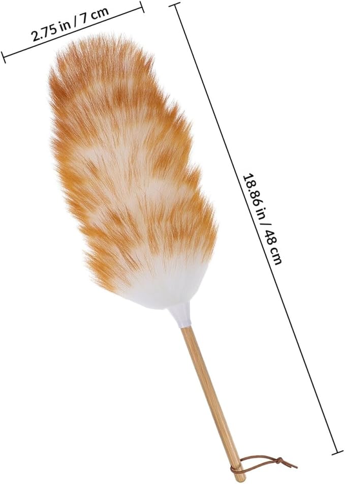 CLISPEED Wood Handle Wool Duster Lambswool Dust Cleaning Tool for Home Furniture Ceiling Fan Blinds Random Color