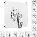 Adhesive Hooks, 12 Pack Heavy Duty Sticky Hooks, Transparent Removable Adhesive Hooks for Hanging, Wall Hooks Can be Used for Kitchen Bathroom Shower Outdoor Home Improvement, Waterproof and Rustproof