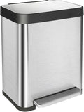 10 Gallon Ktichen Trash Can with Lid, Stainless Steel Trash Can with Removable Inner Bucket, Soft Close Lid, Step-On Pedal Bin for Kitchen, Office, Bathroom