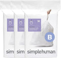 simplehuman Code B 90 Count, Dispenser Pack Custom Fit Liners, Drawstring Trash Bags, 6 Liter / 1.6 Gallon, White