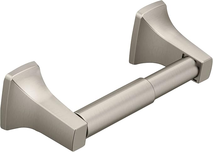Moen Contemporary Brushed Nickel Toilet Paper Holder, Modern Wall Mounted Toilet Roll Holder, P5050BN (Pack of 2)