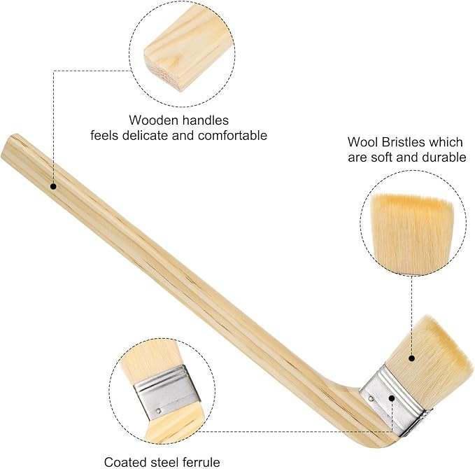 HARFINGTON Paint Brush 2Pcs 1.5" Brush Width Soft Wool Variety Angled Bend Brushes Radiator Paint Brush for Painting Furniture Walls Treatment, White