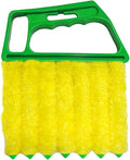 Blind Cleaner Duster Tool, Window Venetian Hand-held 7 Finger Dusting Cleaner Brush, Blinds Cleaning Brush Tool for Window Shutters Air Conditioner, Car Accessories (Green)