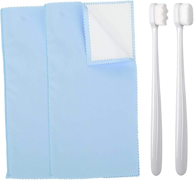 Syyflibb Silver Jewellery Cleaner Kit – 2 Ultra-Soft Brushes (Flat & Wave) + Dual Polishing Cloths for Sterling Silver, Gold, Rings & Chains | Tarnish Removal & Scratch (Sky Blue)