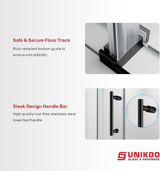 66-72 Inch x 76 Inch Sliding Frameless Shower Door, 3/8" Tempered Glass with Easy-Cleaning Coating, Stainless Steel Rollers & SGCC-Certified Stability, Matte Black