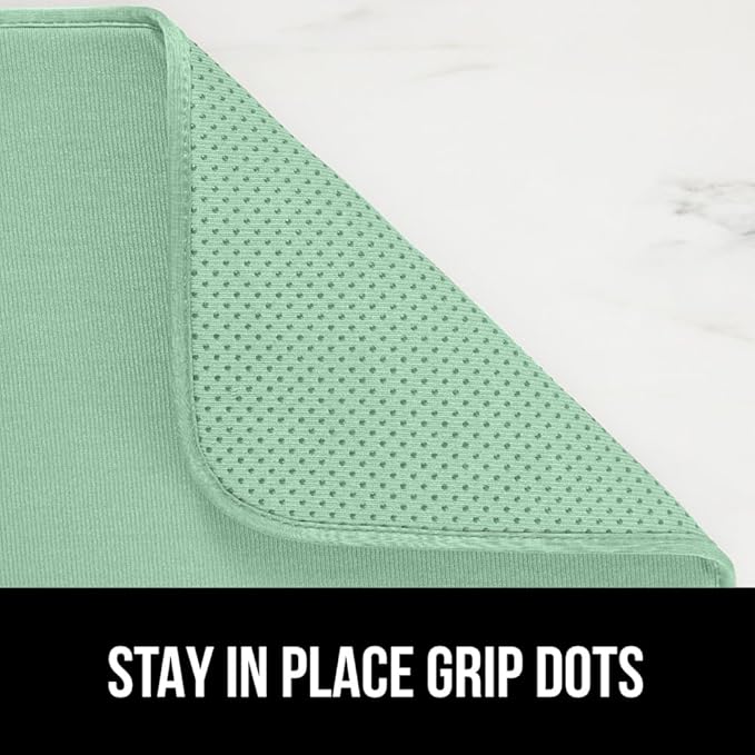 GORILLA GRIP Ultra Water Absorbent Microfiber Dish Drying Mat, 18x24, Quick Dry Thick Mesh, Slip Resistant Pad for Sink Dishes or Under Rack, Kitchen Counter Accessories, Machine Wash, 2 Pack Mint