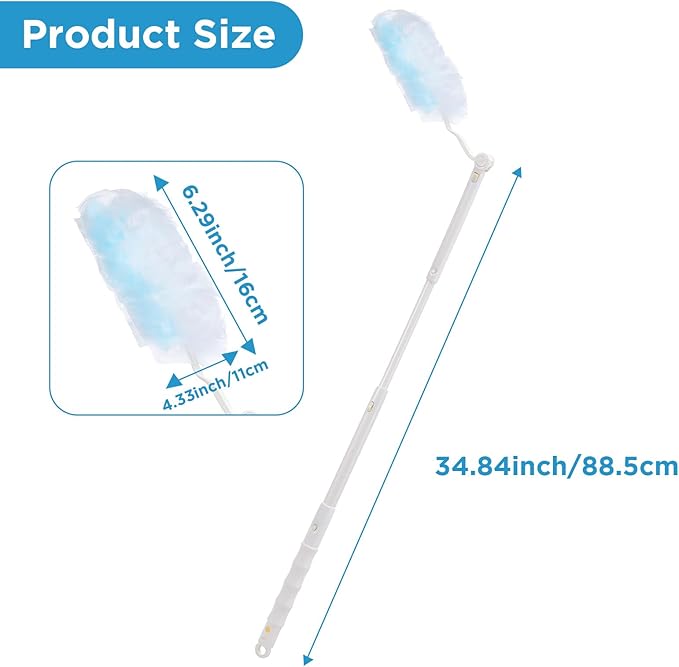 60 Count Duster Refills, Disposable Cleaning Duster Kit Heavy Duty Microfibre Dusters with Extendable Handle Starter Multi-Surface Dusters for Cleaning Home Furniture Blinds Ceiling Fan