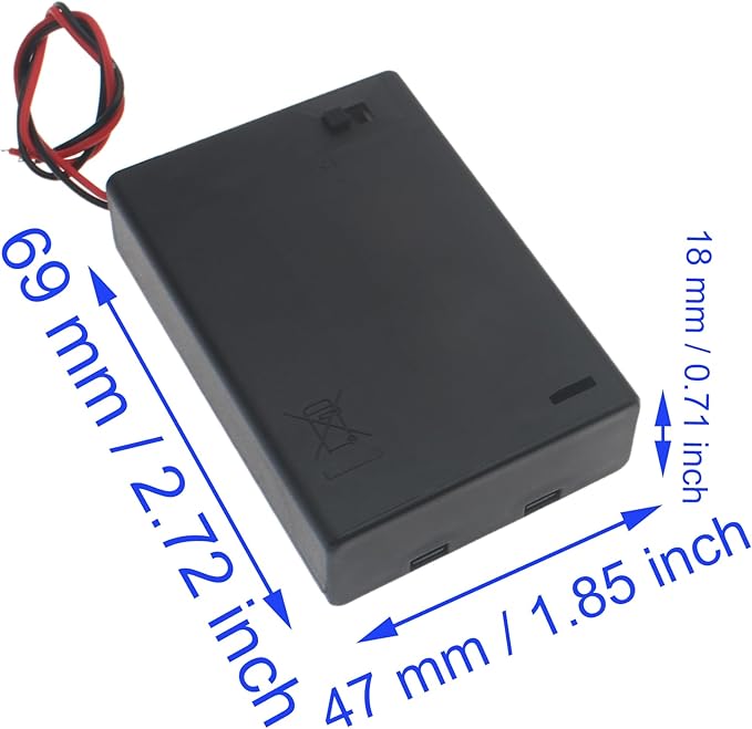 6 PCS 3 Slots Battery Holder Bundle with Switch and Leads Plastic AA Battery Case 3 X 1.5 V AA Battery Storage Box with Cap