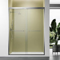 Brushed Nickel Glass Shower Door,50"-54" W x 72" H with 1/4" Tempered Glass Shower Door,Waterproof Design Double Sliding Stainless Steel Handles Hardware Bypass Shower Enclosure