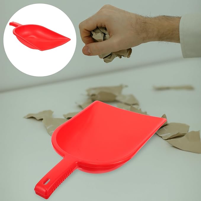 TEHAUX Red Multi-use Handheld Dustpan and Garbage Shovel for Desktop Cleaning, Small Plastic Dustpan for Kitchen and Household Waste Collection