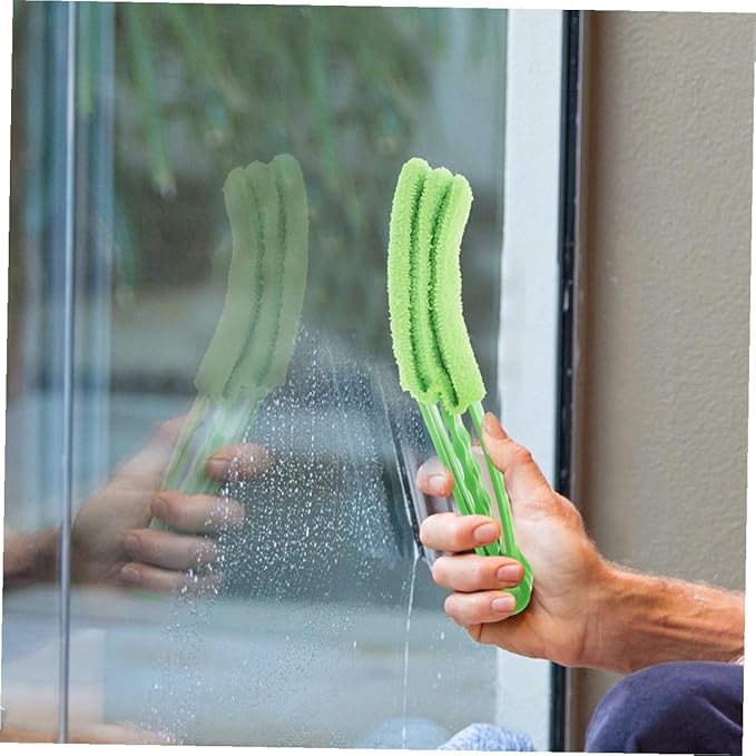 Window Cleaning Brush Set 2pcs 7-Finger 3-Finger Handheld Blinds Cleaning Brushes Home Window Air Conditioner Dust Removal Sturdy