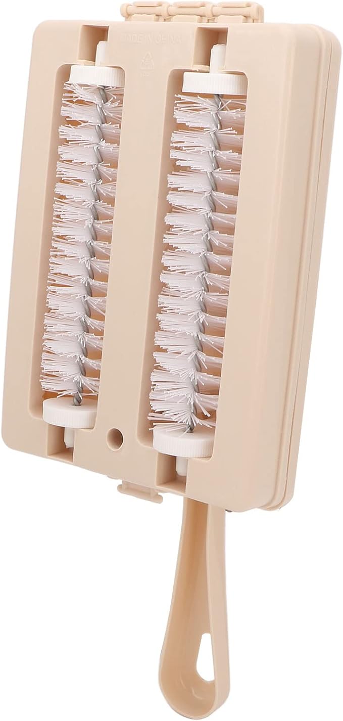 Carpet Debris Sweeper Brush, Double Roller Handheld Manual Sweeper Pet Hair Dust Scraps Paper Small Rubbish Cleaning for Bed Clothes Desktop