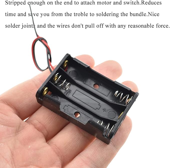 HAHIYO 4.5V AAA Battery Holder Bundle Series with Wire Sturdy Clapm Flexible Springs Contact Build-in Harnesses Batteries Black Case Easy Install 8 Pieces for Wall Clocks Ham Radio Kids Toys