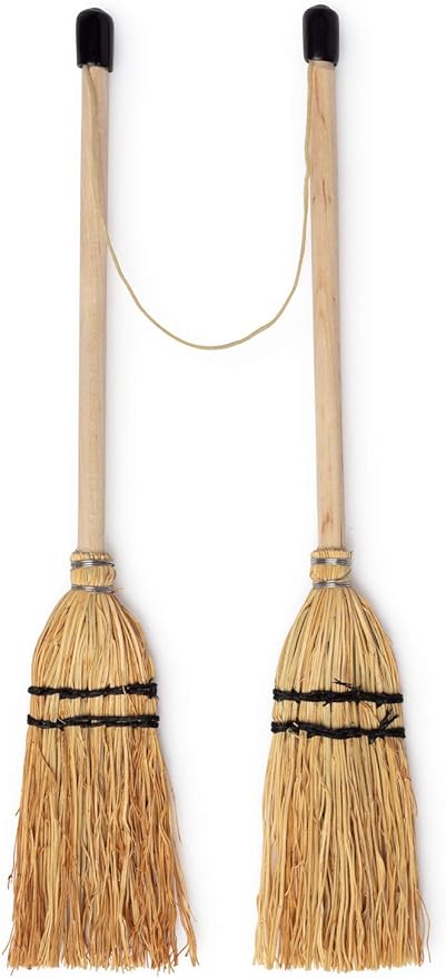 MENDI Handmade 2 Miniature Broom 8"-9" (aprox.) Made in Europe. A Detail for Gift, Favor, Decoration, It Supports Craftsmanship and mini Manufacturing Detail.