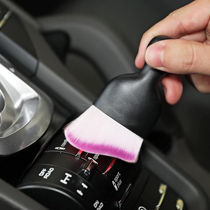 Car Interior Detailing Brush,Soft Bristle Cleaning Brush Car Detailing Brush Dusting Brush,Car Interior Cleaning Tool,Auto Detail Brush Car Dash Duster Brush (Black&Purple)