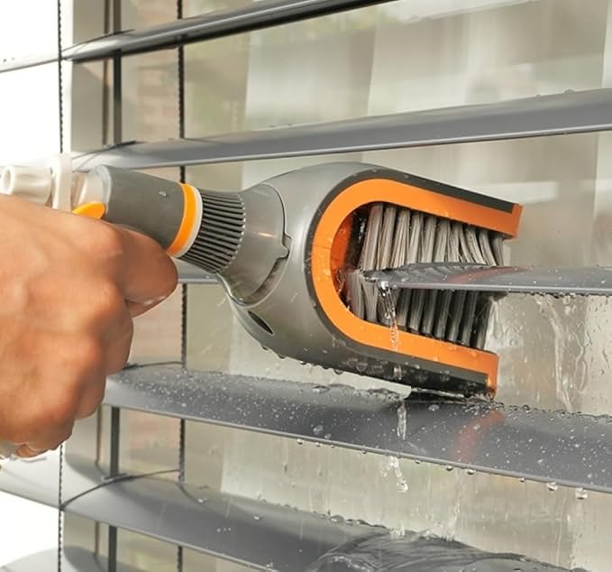 Large Blind Cleaner Duster Tool, Blind Brush, with Water Connection, Cleaning Brush for C or Z Slats, Brush Head 180° Rotation, Replaceable Bristles