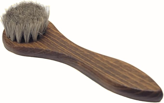 Meltonian Maxi Dauber Brush | 1.5" Rounded Head Premium Horse Hair Applicator Brush for Leather Care | Horsehair Shoe Brush for Applying Wax | Use with Meltonian Wax Polish | Grey Horsehair Bristles