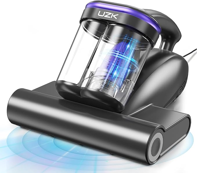 Bed Vacuum Cleaner Mattress Vacuum Cleaner,16Kpa Powerful Handheld Vacuums with UV-C Light & Double Dust Cup & High Heating & Ultrasonic & Anion for Bed Sofa(Black)