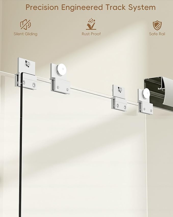Shower Door 44-48'' W x 72'' H Semi-Frameless & Double Sliding, 1/4 inch (6mm) Thickness Clear Tempered Glass for Walk-in Shower, Brushed Nickel