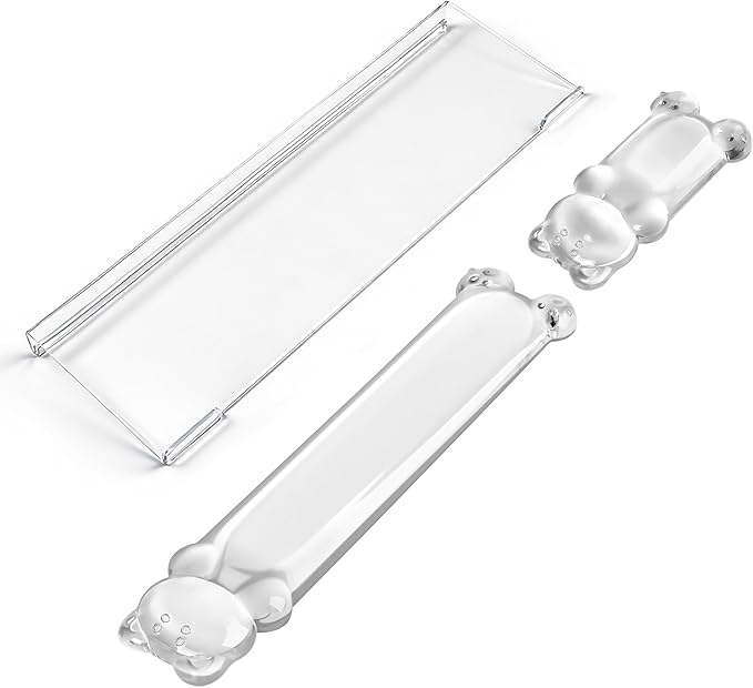 16.9inch Computer Keyboard Stand for Desktop, Gel Keyboard Wrist Rest Set for Ergonomic Typing, Comfort & Support for Office, Work, Gaming (Cute White Bear)