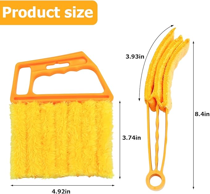 Car Window Venetian Blind Cleaner Duster Tool, 4PCS 7 Finger Vehicle Shutter Dusting Cleaning Brush, Handheld Automotive Duster Bristle Accessories for Air Conditioner Wood Blinds