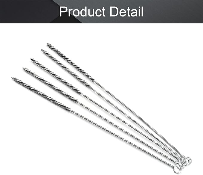 Utoolmart Steel Wire Cleaning Brush, Spiral Power Tube Brush, Steel Wire Tube Brush Cleaning Tool, Tube Bottle Brush, 0.2-inch Diameter 12-inch Length, 5pcs