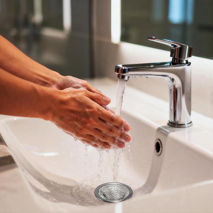 2.215" Top Diameter, 1.0" Basket Small Bathroom Sink Strainer, Little Drain Mesh, Utility, Slop, Laundry, RV and Lavatory Sink Drain Strainer Hair Catcher. Stainless Steel.