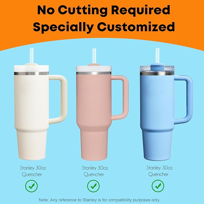 ALINK Clear Replacement Straws for Stanley 30 oz Tumbler, DISHWASHER SAFE, 6 Pack Reusable Plastic Straws Compatible with 30oz Stanley Adventure Quencher Cups, Plus Brush