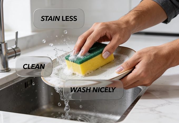 Kitchen Sponges 10-Pack Heavy Duty Dual Sided Dish Scrubber Sponges, Sponges for Cleaning Pots Pans & Non Stick Cookware, Durable Stink Free Household Kitchen Cleaning Supplies & Scrub Sponges.