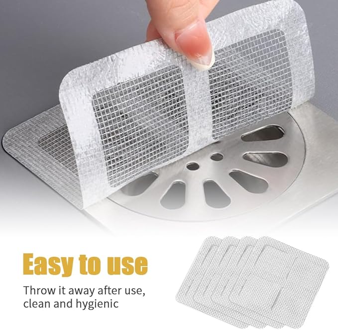 Disposable Shower Drain Hair Catcher, Disposable Hair Drain Stickers Drain Mesh Cover Bathroom Shower Drain Protector for Bathroom Laundry Kitchen Sink for Human and pet Hair (100)