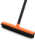 Rubber Broom for Pet Hair on Carpet & Stairs, Adjustable Long Handle Rubber Broom & Squeegee, Pet Hair Remover Tool for Hardwood Tile Floors, Dog Cat Hair Broom