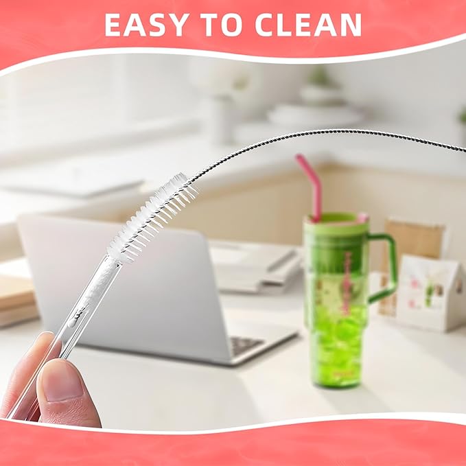 Cleaning Brushes for Reusable Drinking Straws, Set of 5, Long Wire Handle, Bottle and Straw Cleaner for Stanley Mug, Sippy Cup, Water Bottle and Tubes, Reusable and Flexible