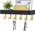 Key Holder Wall Mount Adhesive Magnetic - Hanging Key Hooks with Tray for Wallet House Accessories - Keys Hanger Rack with Shelf for Camper Entryway Door Home Living Room Decor Black Gold