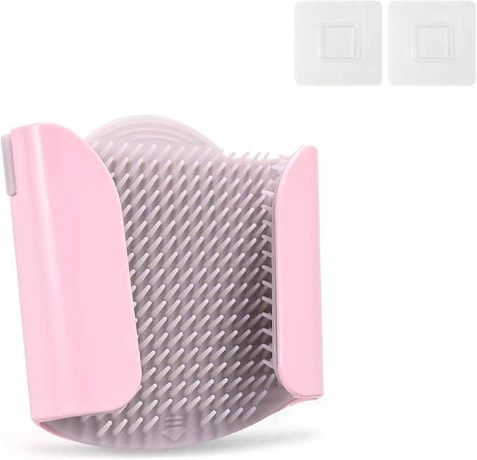 Shower Wall Hair Catcher - Reusable Hair Trap for Drain Protector, Hair Collector with Silicone Bristle, Shower Drain Hair Catcher for Bathroom Bathtub, Easy to Clean & Detachable, Pink
