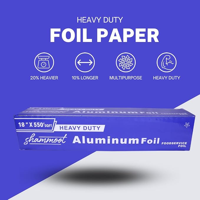 Extra Heavy Duty Aluminum Foil Roll 18" x 550 Sq Ft (10 lbs) | Commercial Grade tin foil, Food Grade & Extra Thick Foil Paper | Ultra Strong for Food Service, Grill, BBQ, Restaurants, and Food Storage