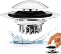 Bathtub Drain Stopper, Pop Up Tub Drain Hair Catcher, Bath Tub Drain Plug and Cover for 1.45-1.8in Drain Hole, Replaces Lift and Turn, Tip Toe or Trip Lever, Silver