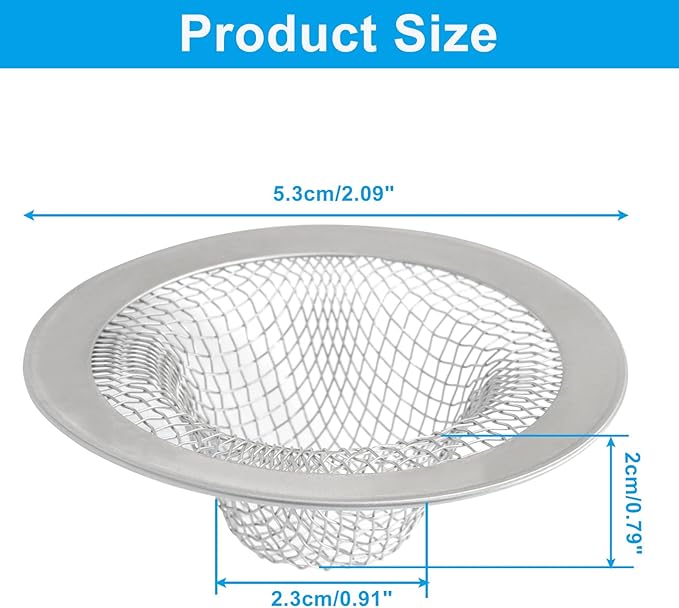 4 Pack Heavy Duty Stainless Steel Kitchen Sink Strainer, 2.09" Top / 0.91" Mesh Slop Basket Filter Trap, Utility Drain Hole for Kitchen Sink/Bathroom Bathtub Wash basin Floor drain Balcony