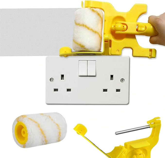 Paint Roller Brush, Multifunctional Hand-held Clean-Cut Paint Edger Roller Brush, Removable Cleaning Brush Safe Portable Tool for Home Office Room Wall Ceilings 1 Set Long Handle