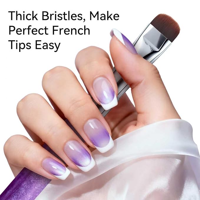 French Tip & Nail Cleaning Brush - Dual Function Gel Polish Clean Up Tool with Custom Firm Bristles for Professional Manicure (F20)