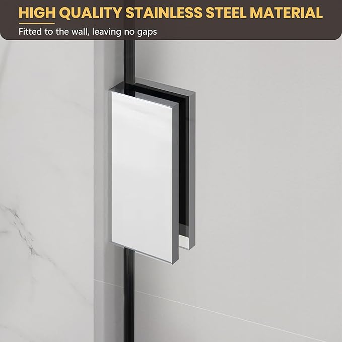 28" W x 78" H Frameless Shower Glass Panel, Single Fixed Shower Panel Screen with Clamps, 5/16"(8mm) Clear Tempered Glass, Bathroom Shower Doors Fixed Shower Glass Door Panel in Polished Chrome Finish