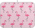 Tarity Cute Pink Flamingo Dish Drying Mat for Kitchen Counter Absorbent Heat Resistant Microfiber Dishes Drainer Mat 16x18 in Dish Pad Sink Mat Protective Pad Kitchen Decor