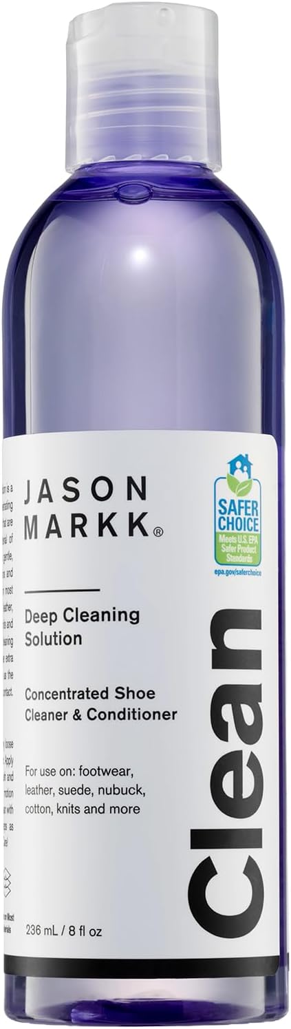 Jason Markk Deep Cleaning Solution, Shoe Cleaner, Cleans & Conditions, Sneaker Care, Ideal for Footwear, Safe for Leather, Suede, Nubuck, Cotton, Knits, 8oz