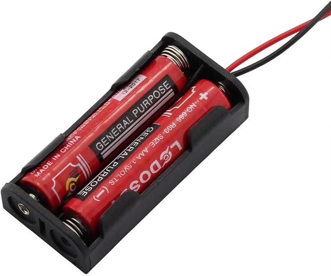 6 Pieces 2 Slots x 1.5V AAA Battery Case Holder Battery Spring Clip Storage Box with 6 inches Wire Leads