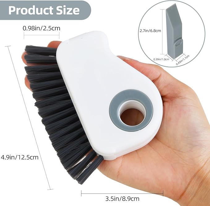 2 in 1 Groove Cleaning Brush Window Track Cleaning Tools, Deep Clean Scratch-Free Brush for Sliding Door/Shower Door Tracks Household Narrow Gaps(2-Pack, Gray)