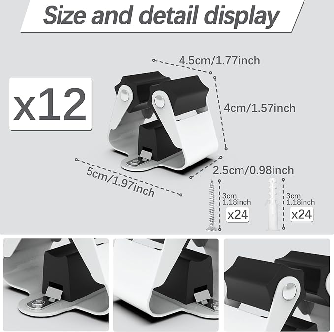 3-H Stainless Steel Broom Holder Wall Mount, Heavy Duty Mop and Broom Organizer with Screws, Tool Storage Rack for Kitchen, Laundry, Bathroom, Garage, Garden Shed,Matte Grey,12