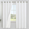 YoungsTex White Linen 100% Blackout Curtains for Bedroom 68 Inch Length, Thermal Insulated Drapes with Grommet Heat Blocking Darkening for Living Room, 2 Panels, 52 X 68 Inch