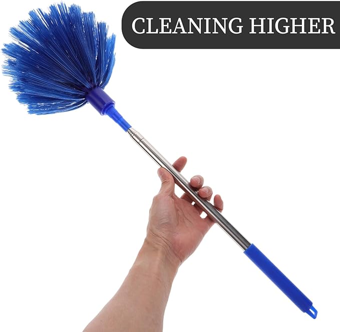 Extendable Cobweb Cleaning Brush with Long Handle for Indoor and Outdoor Use Spiderweb Cleaner Duster for Ceiling Fans Hard-to-Reach Corners and Furniture