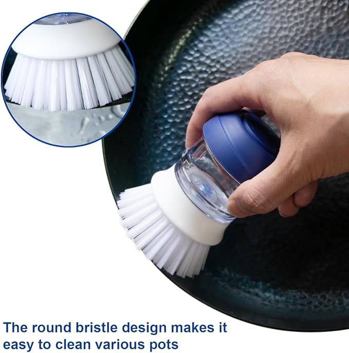 CELOX 2 Pack Dish Brush with Soap Dispenser for Kitchen Cleaning, Kitchen Brush for Dish Pot Pan Sink Cleaning
